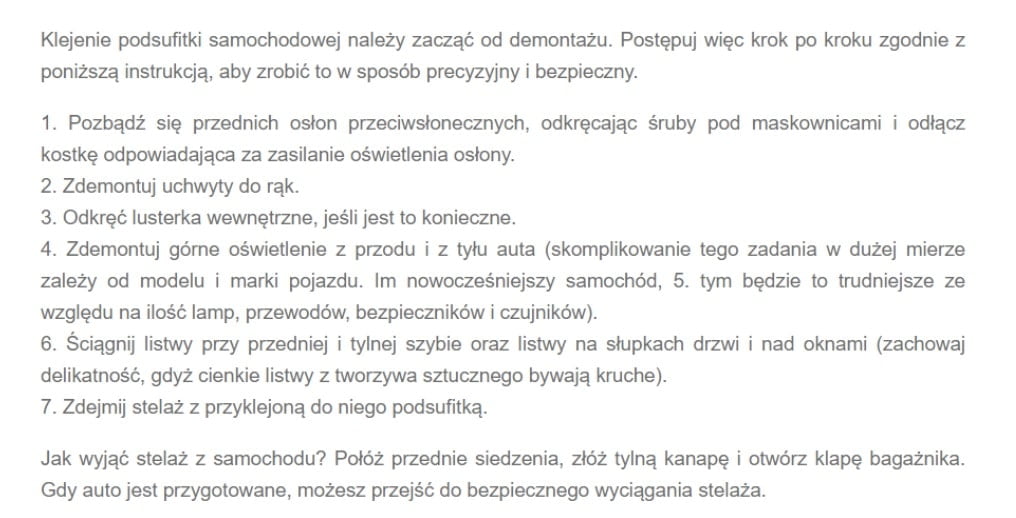 odklejenie podsufitki min